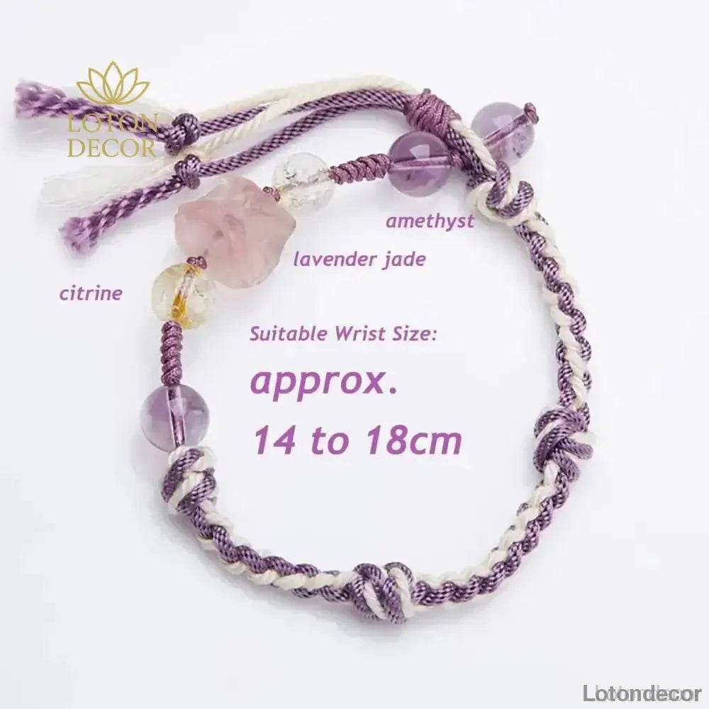 Amethyst Lavender Jade Bracelet 9 Purple Fire Luck Lion Charm Color Cord Bracelet - Loton Decor