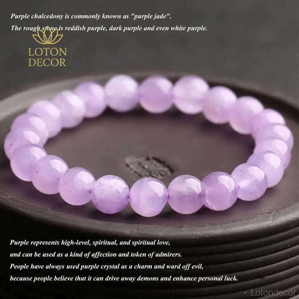 Amethyst & Lavender Jade Bracelet – Love & Wealth Charm - Loton Decor