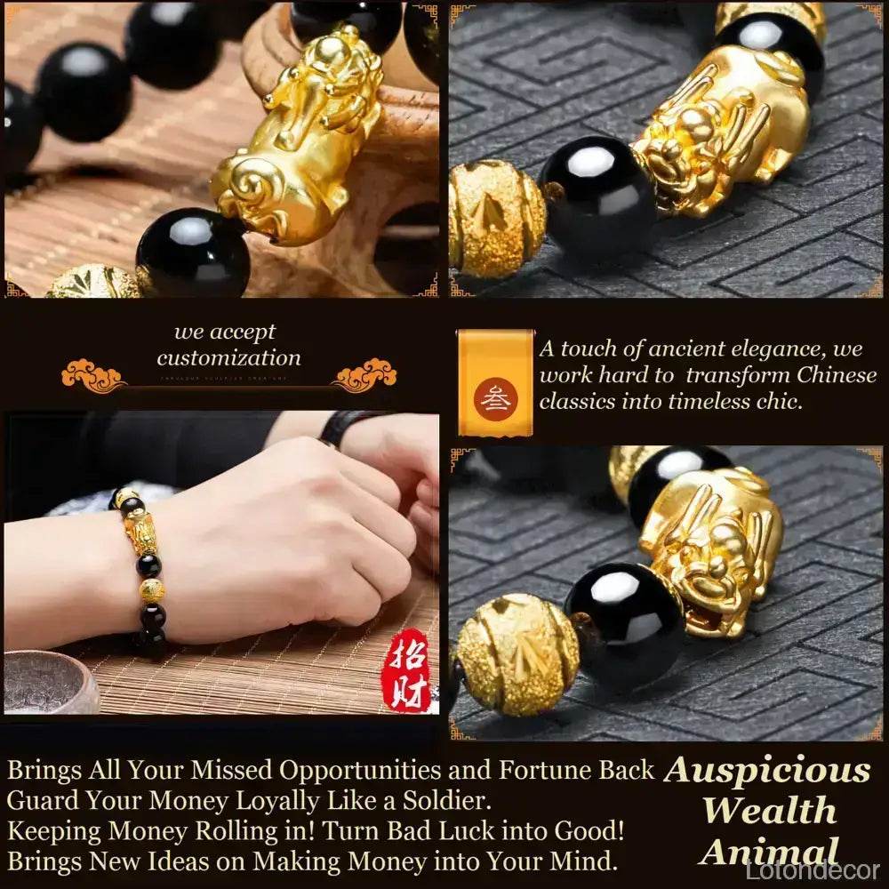 Amethyst Pi Xiu Bracelet 18K Gold-filled Pure Silver Pi Yao Feng Shui Wealth 9A Crystal Bracelet for Prosperity Money - Loton Decor