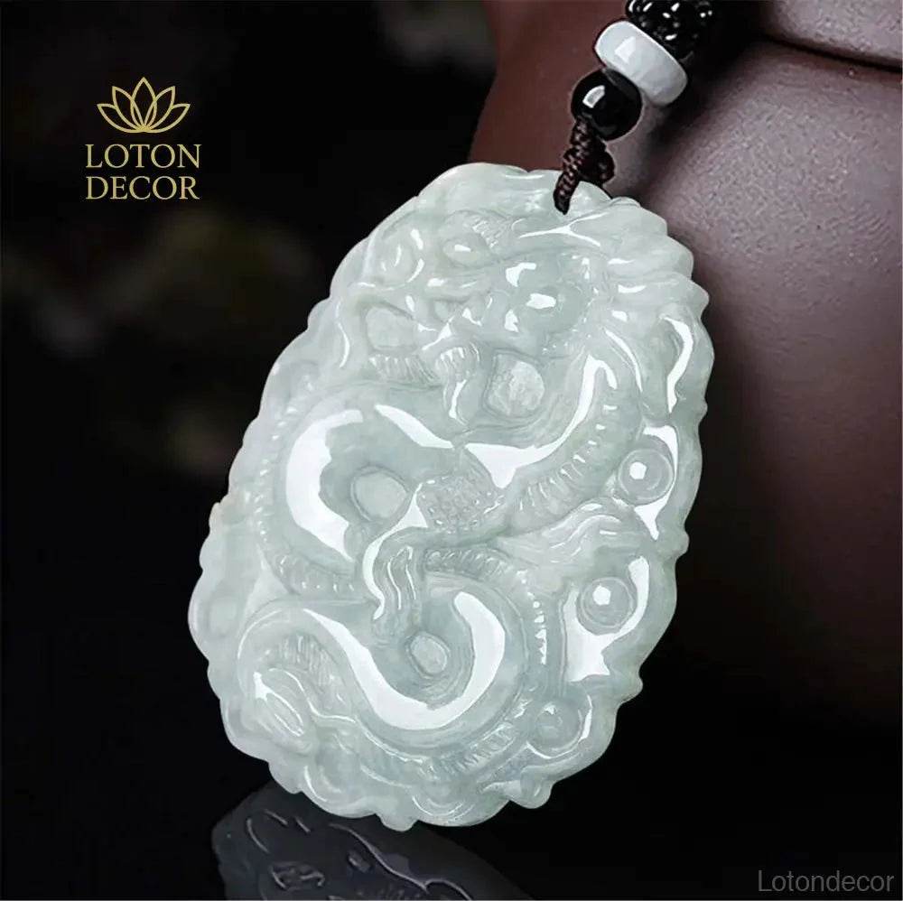 Antique Jade Dragon Pendant – Wealth & Protection Amulet - Loton Decor