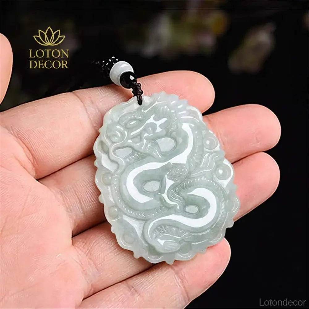 Antique Jade Dragon Pendant – Wealth & Protection Amulet - Loton Decor