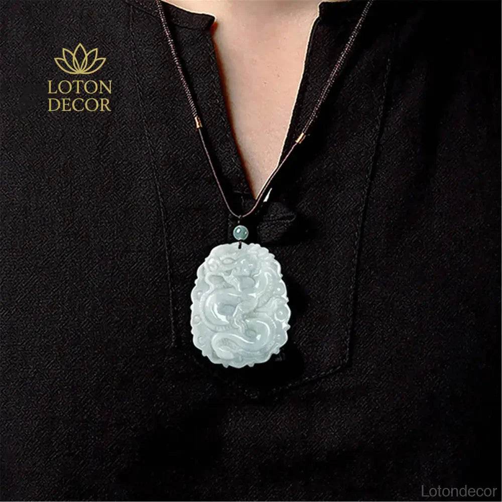 Antique Jade Dragon Pendant – Wealth & Protection Amulet - Loton Decor