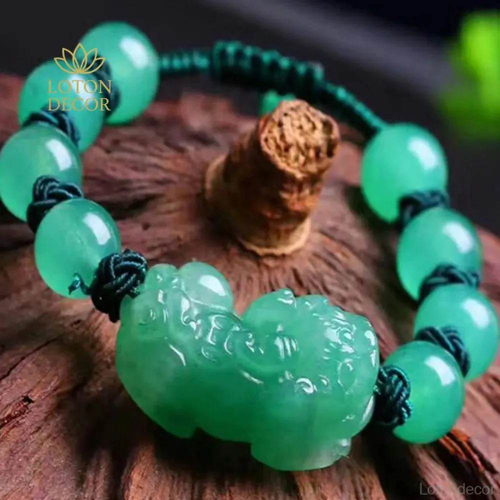 Aventurine Pixiu Bracelet – Jade Wealth Charm for Women - Loton Decor