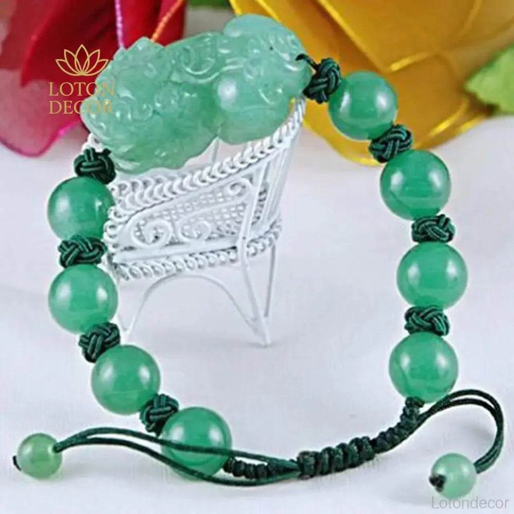 Aventurine Pixiu Bracelet – Jade Wealth Charm for Women - Loton Decor