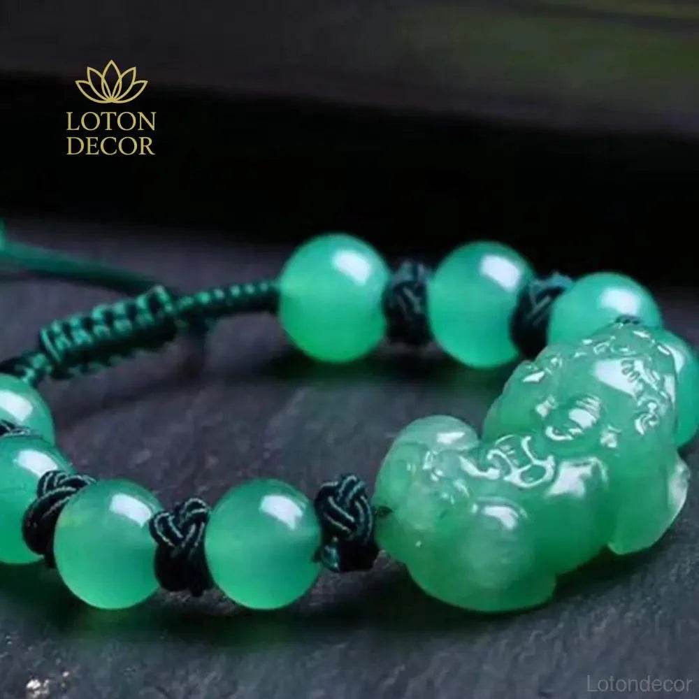 Aventurine Pixiu Bracelet – Jade Wealth Charm for Women - Loton Decor
