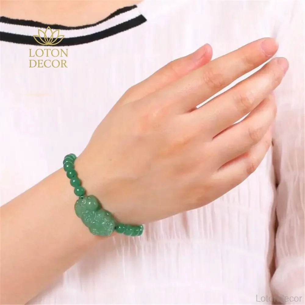 Aventurine Pixiu Bracelet – Jade Wealth Charm for Women - Loton Decor
