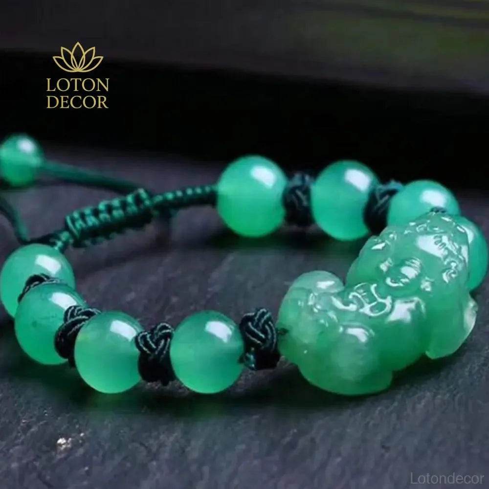 Aventurine Pixiu Bracelet – Jade Wealth Charm for Women - Loton Decor