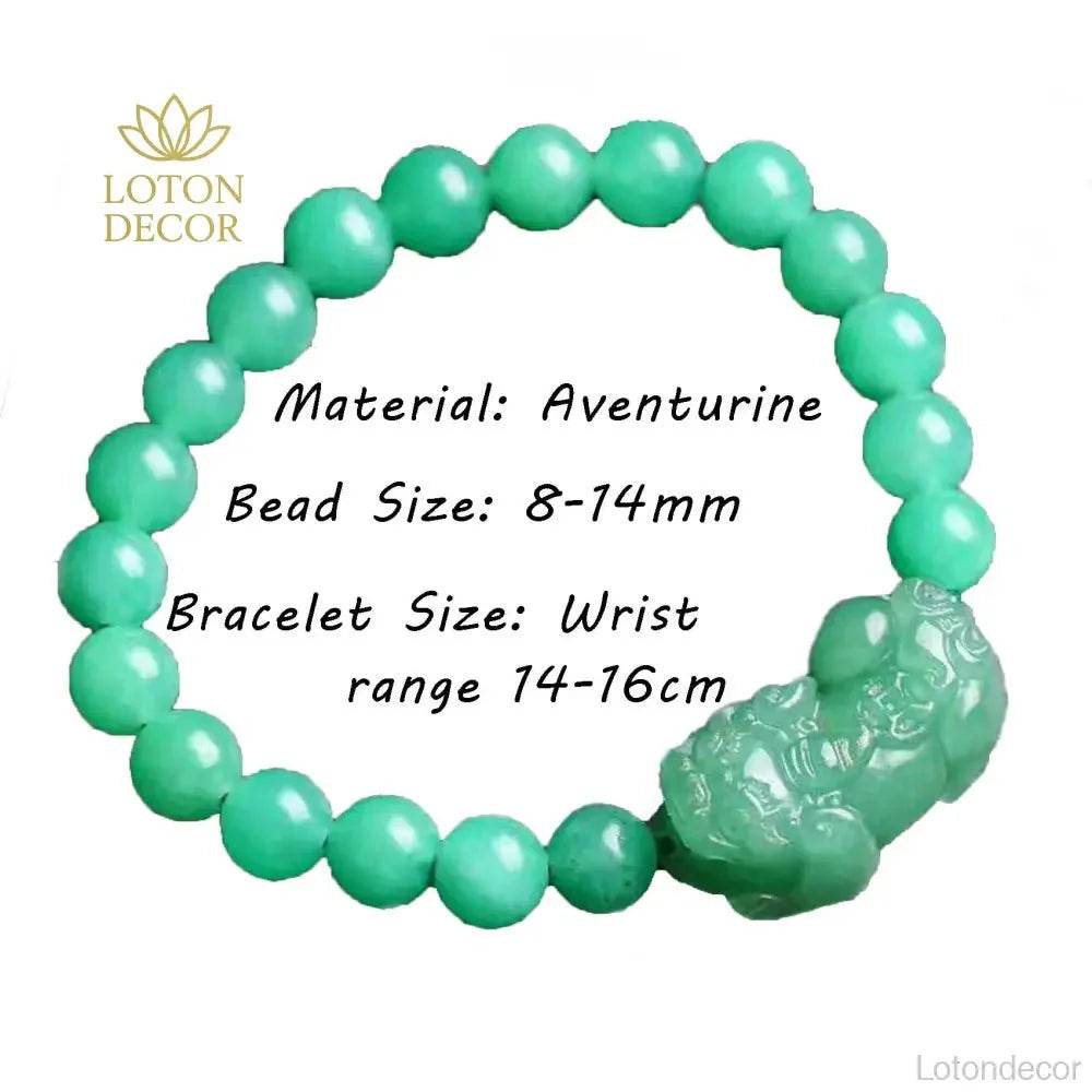 Aventurine Pixiu Bracelet – Jade Wealth Charm for Women - Loton Decor