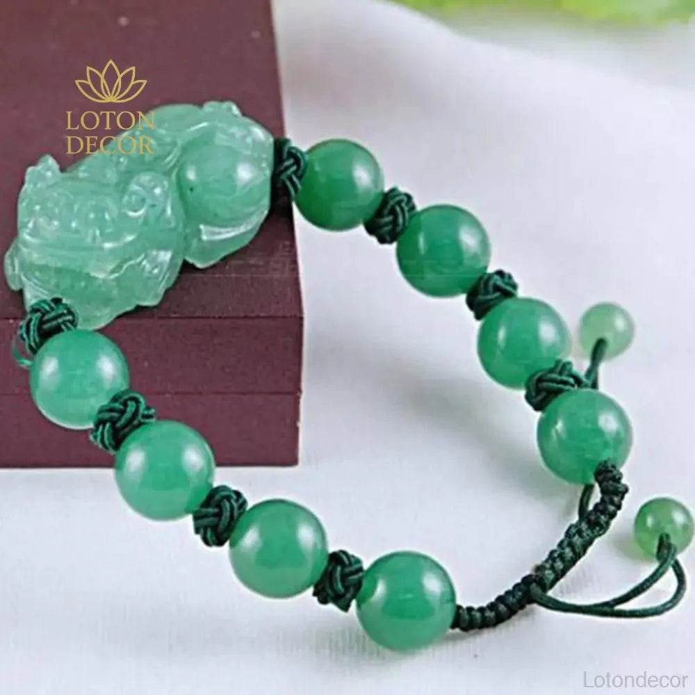 Aventurine Pixiu Bracelet – Jade Wealth Charm for Women - Loton Decor