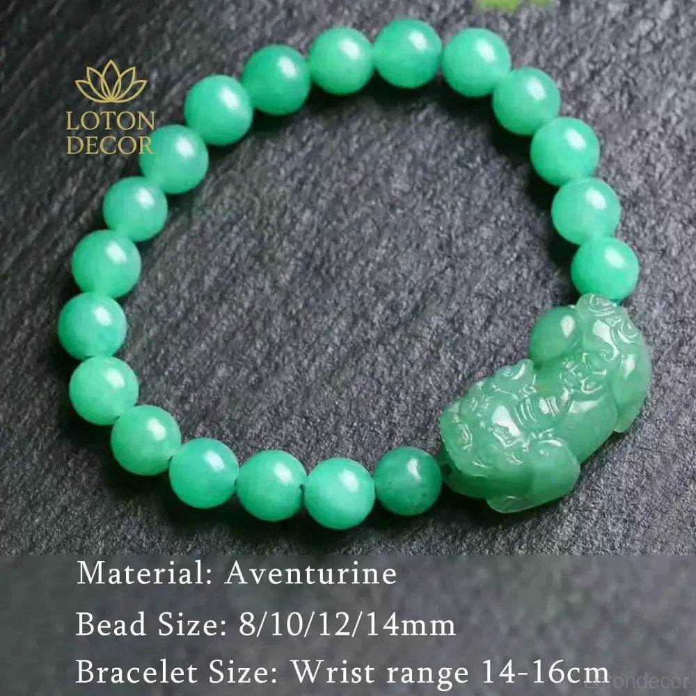 Aventurine Pixiu Bracelet – Jade Wealth Charm for Women - Loton Decor