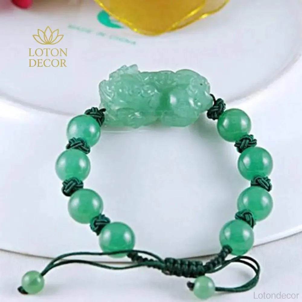 Aventurine Pixiu Bracelet – Jade Wealth Charm for Women - Loton Decor