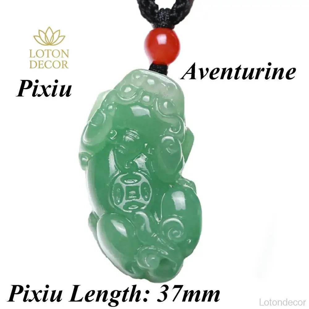 Aventurine Pixiu Necklace – Wealth & Protection Amulet - Loton Decor