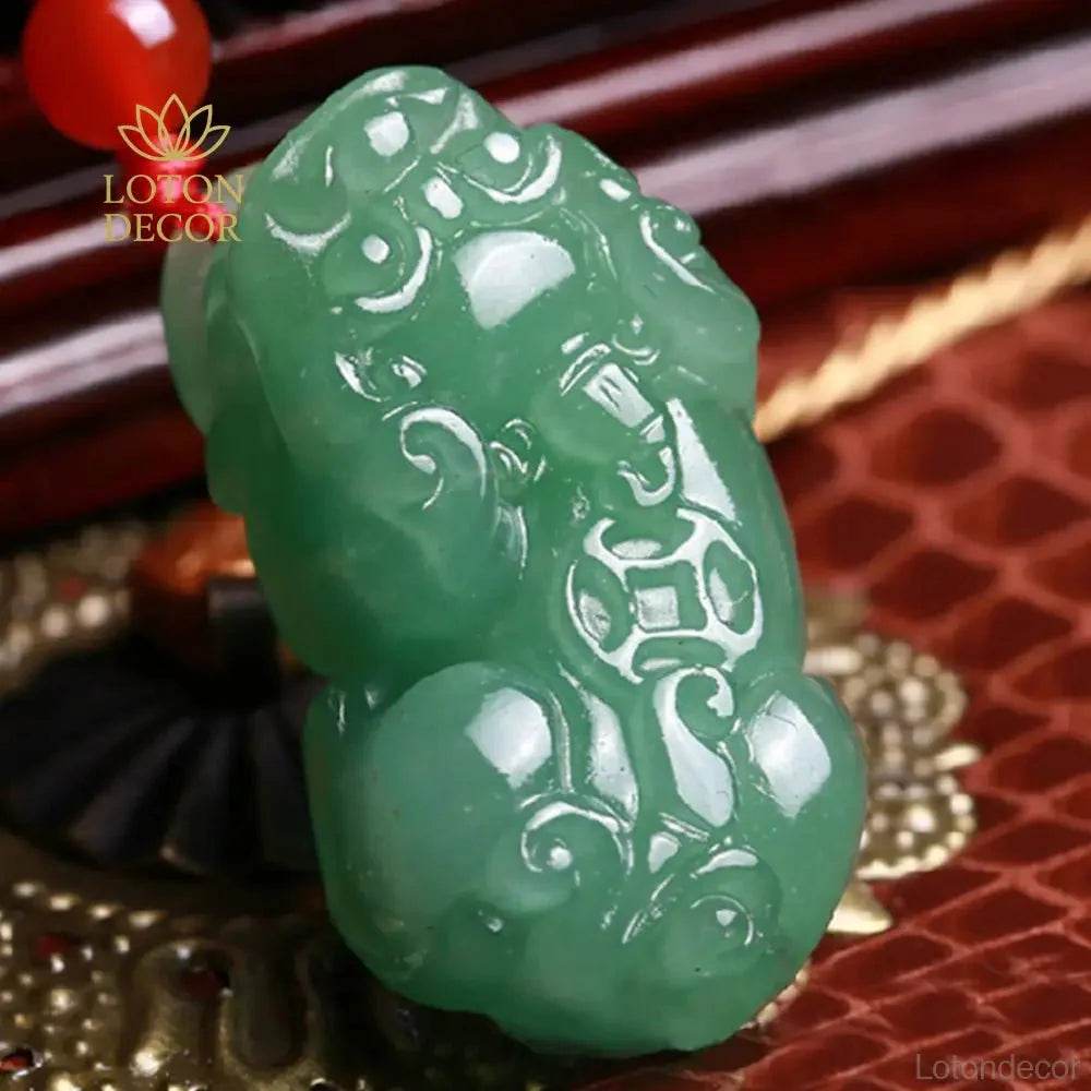 Aventurine Pixiu Necklace – Wealth & Protection Amulet - Loton Decor