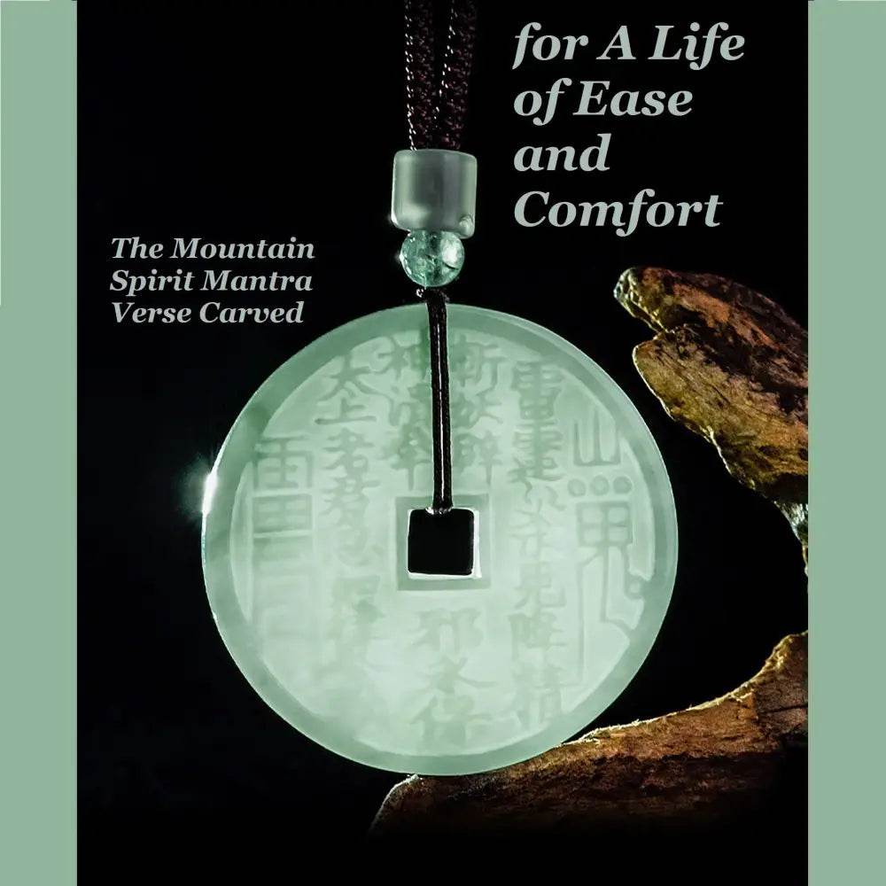 Bagua Diagram Necklace Ancient Coin God of Upland Thunder Mantra Carved Feng Shui Wealth Crystal Necklace Strong Talisman - Loton Decor