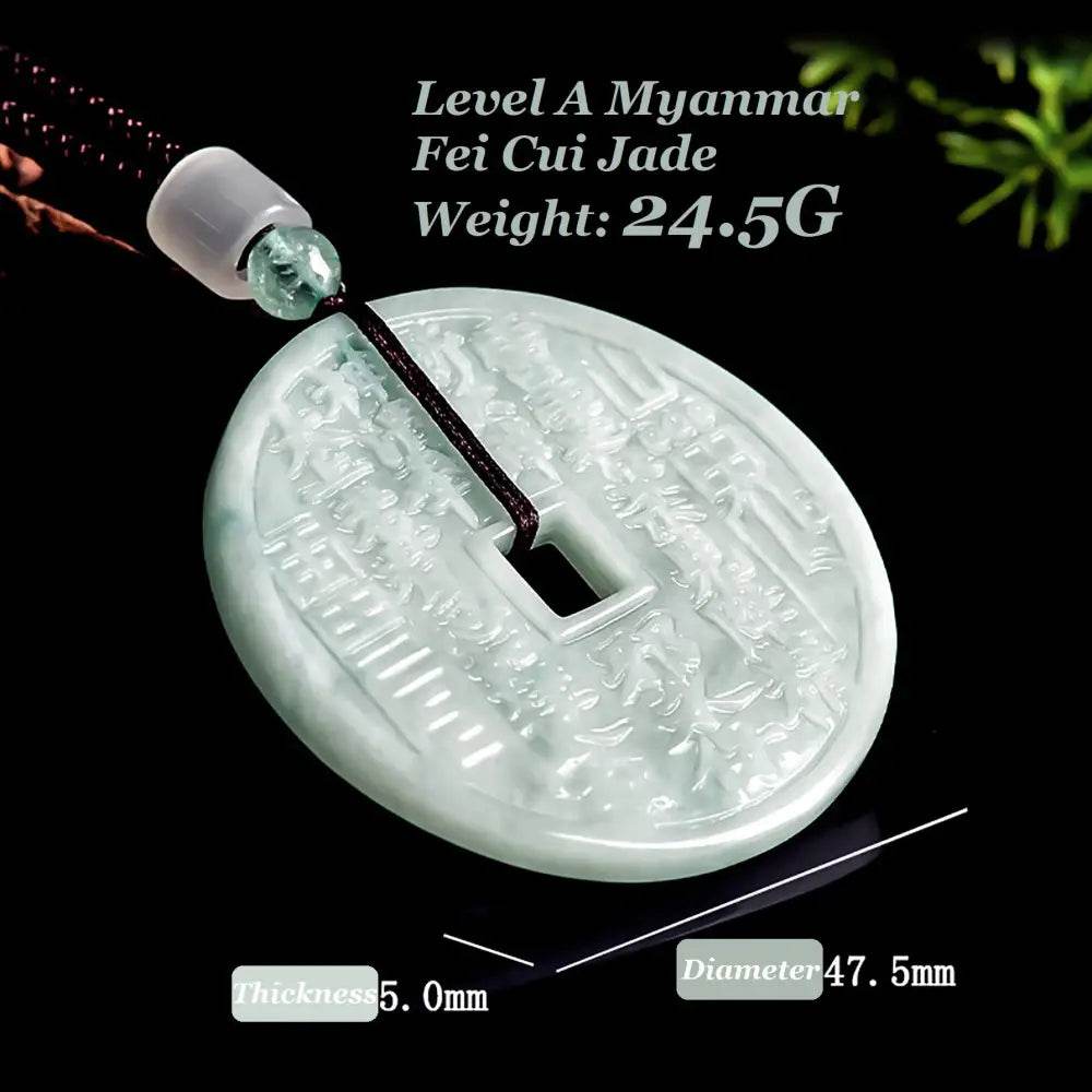 Bagua Diagram Necklace Ancient Coin God of Upland Thunder Mantra Carved Feng Shui Wealth Crystal Necklace Strong Talisman - Loton Decor
