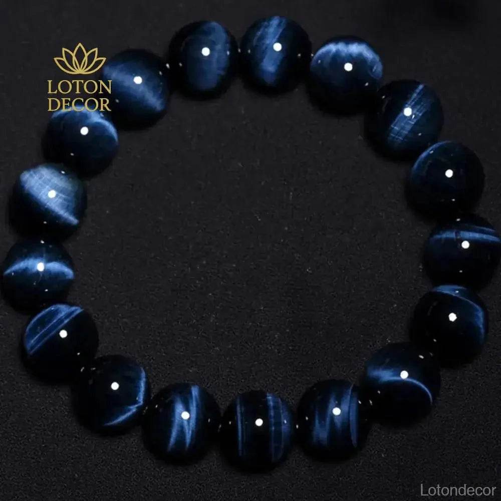Blue Tiger Eye Bracelet – Lightning Stone Wealth & Protection Charm - Loton Decor