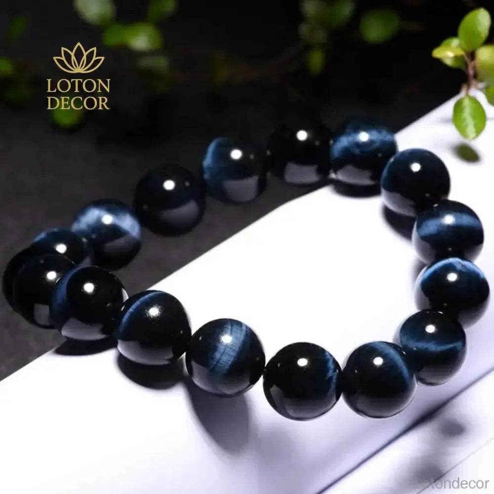 Blue Tiger Eye Bracelet – Lightning Stone Wealth & Protection Charm - Loton Decor