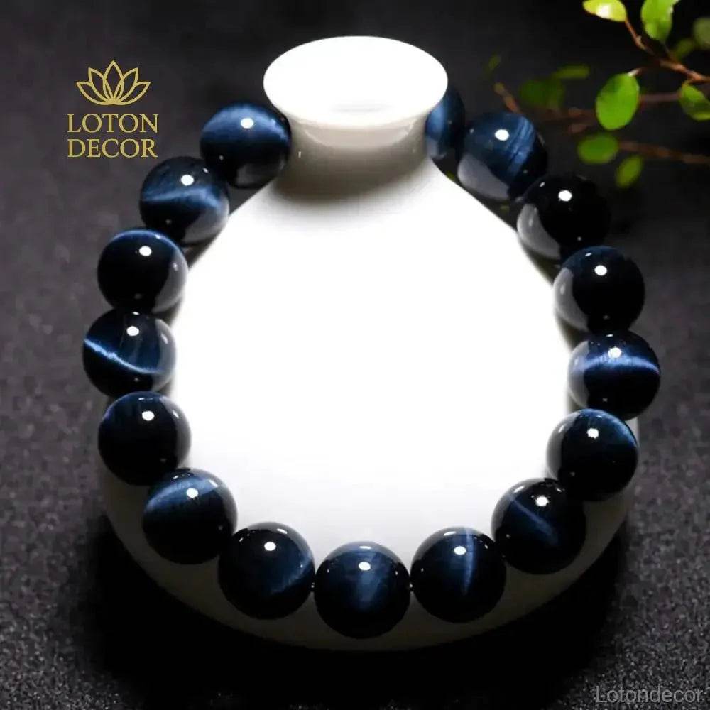 Blue Tiger Eye Bracelet – Lightning Stone Wealth & Protection Charm - Loton Decor