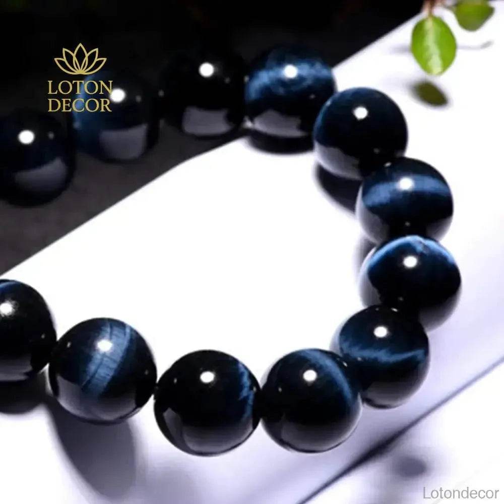 Blue Tiger Eye Bracelet – Lightning Stone Wealth & Protection Charm - Loton Decor
