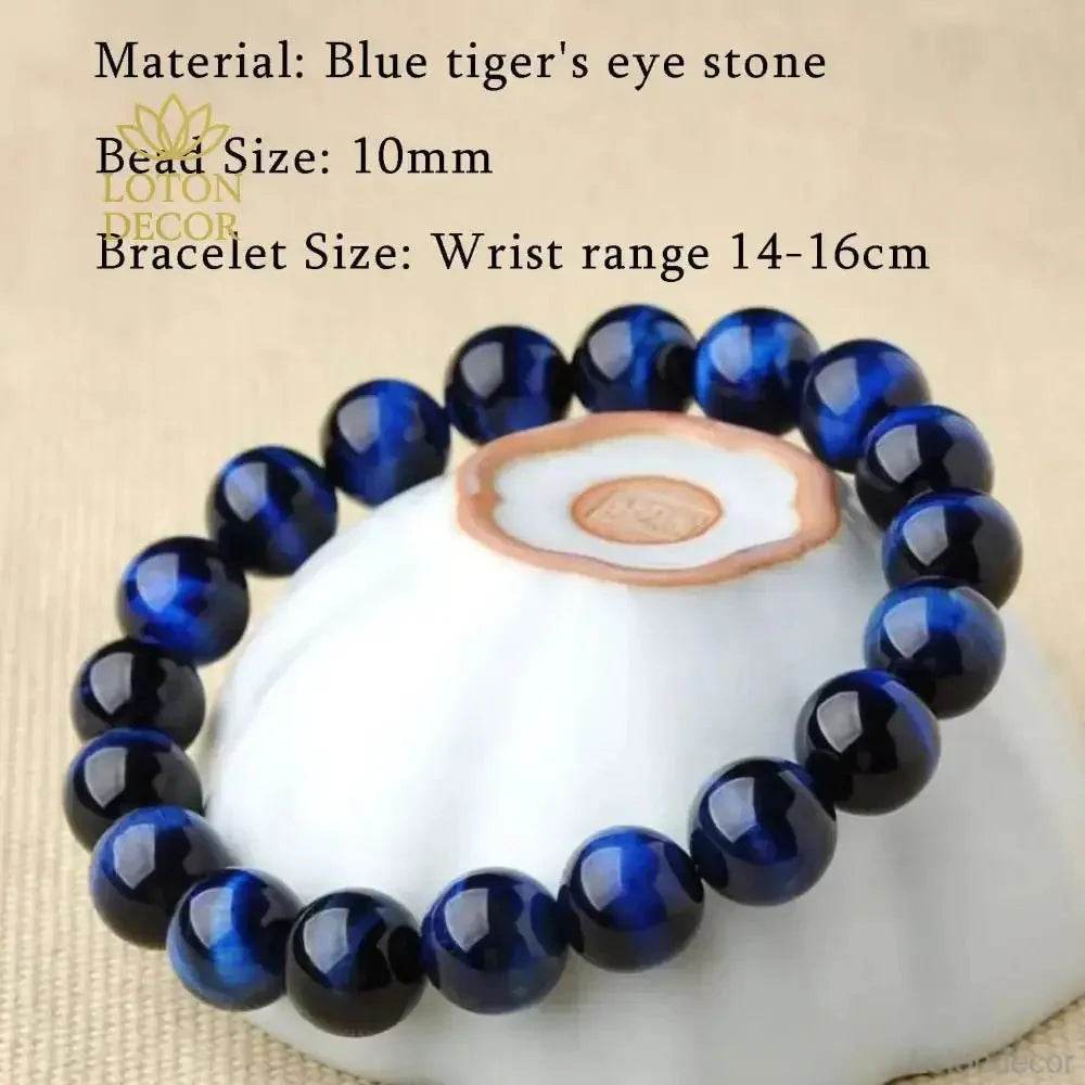 Blue Tiger Eye Bracelet – Lightning Stone Wealth & Protection Charm - Loton Decor