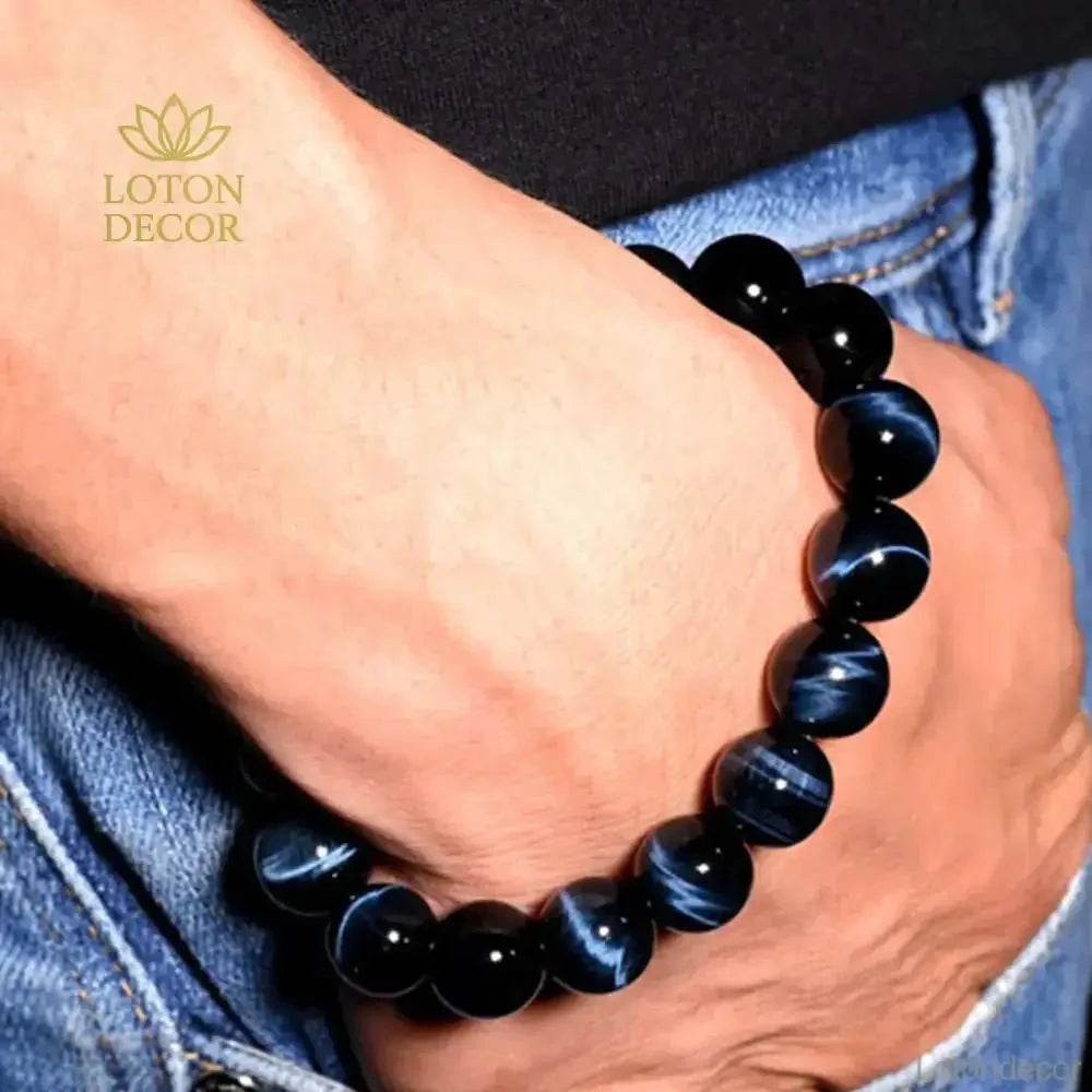 Blue Tiger Eye Bracelet – Lightning Stone Wealth & Protection Charm - Loton Decor