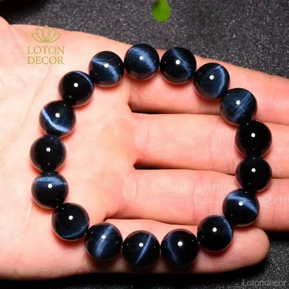 Blue Tiger Eye Bracelet – Lightning Stone Wealth & Protection Charm - Loton Decor