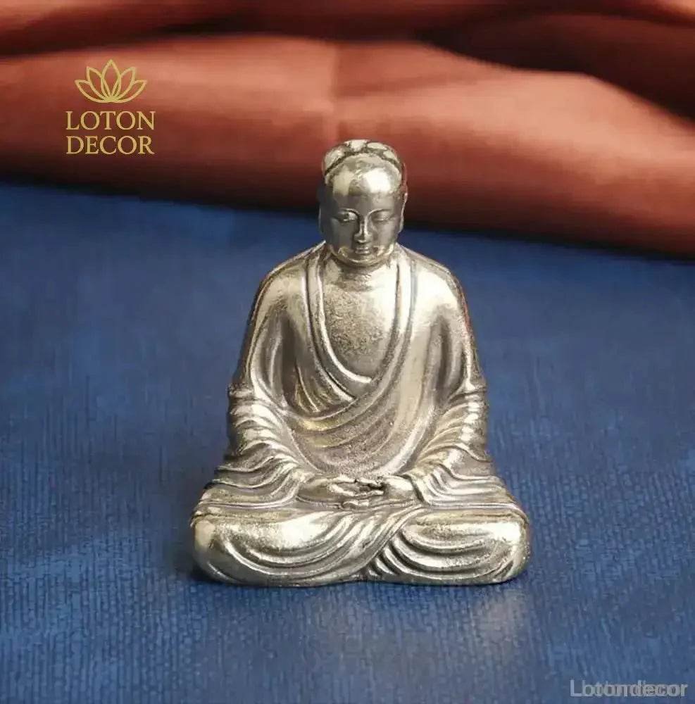 Brass Buddha Statue King of Inferno Meditating Bodhisattva Sculpture Feng Shui Talisman Metal Art - Loton Decor