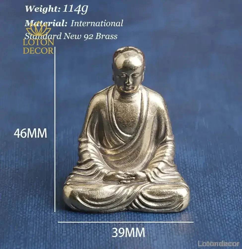 Brass Buddha Statue King of Inferno Meditating Bodhisattva Sculpture Feng Shui Talisman Metal Art - Loton Decor