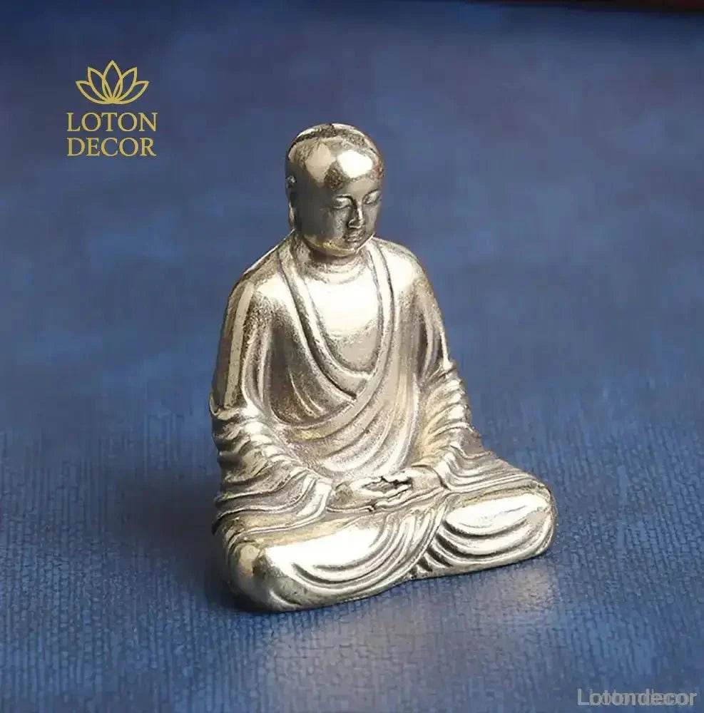 Brass Buddha Statue King of Inferno Meditating Bodhisattva Sculpture Feng Shui Talisman Metal Art - Loton Decor