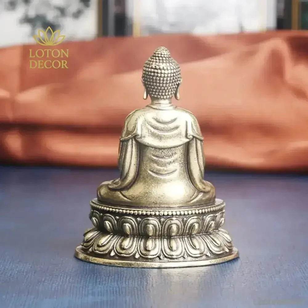 Brass Buddha Statue Vairocana Metal Art Miniature Portable Meditation Feng Shui Wealth Sculpture - Loton Decor