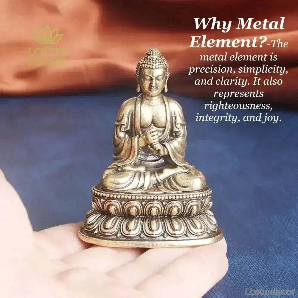 Brass Buddha Statue Vairocana Metal Art Miniature Portable Meditation Feng Shui Wealth Sculpture - Loton Decor
