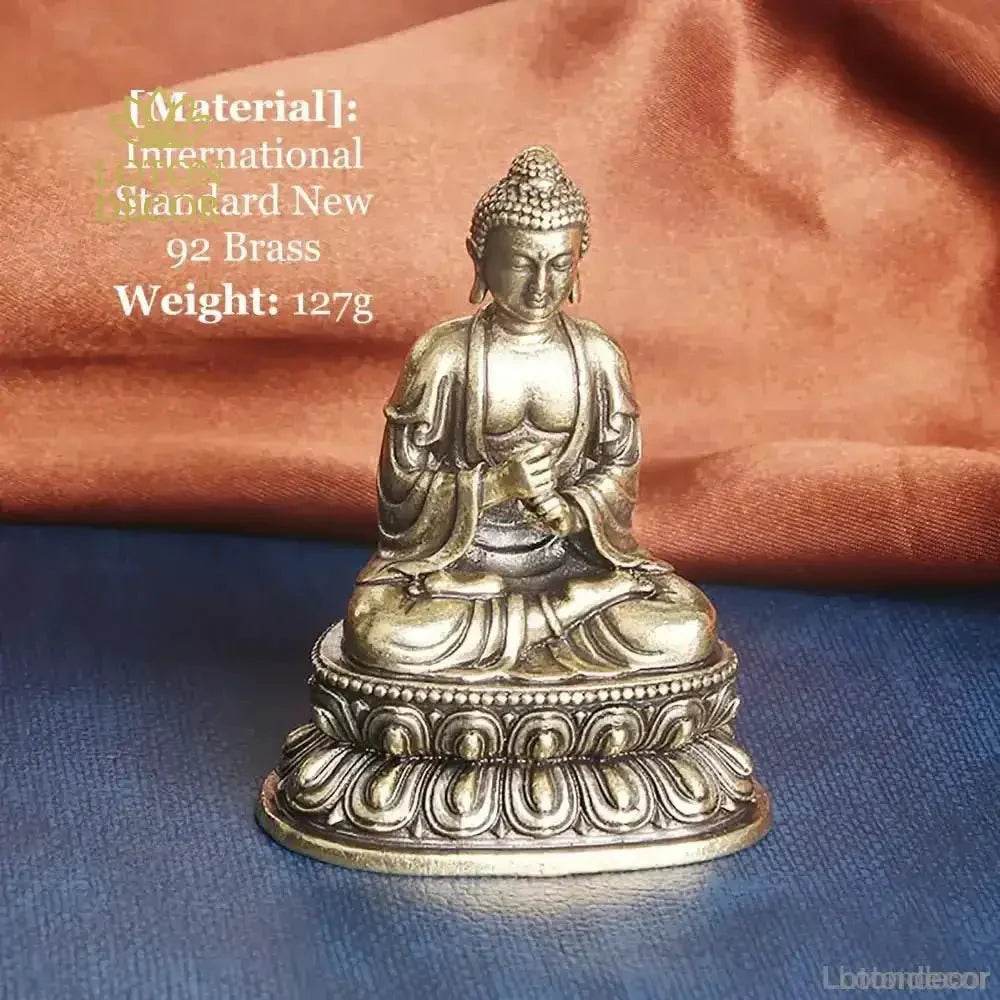 Brass Buddha Statue Vairocana Metal Art Miniature Portable Meditation Feng Shui Wealth Sculpture - Loton Decor