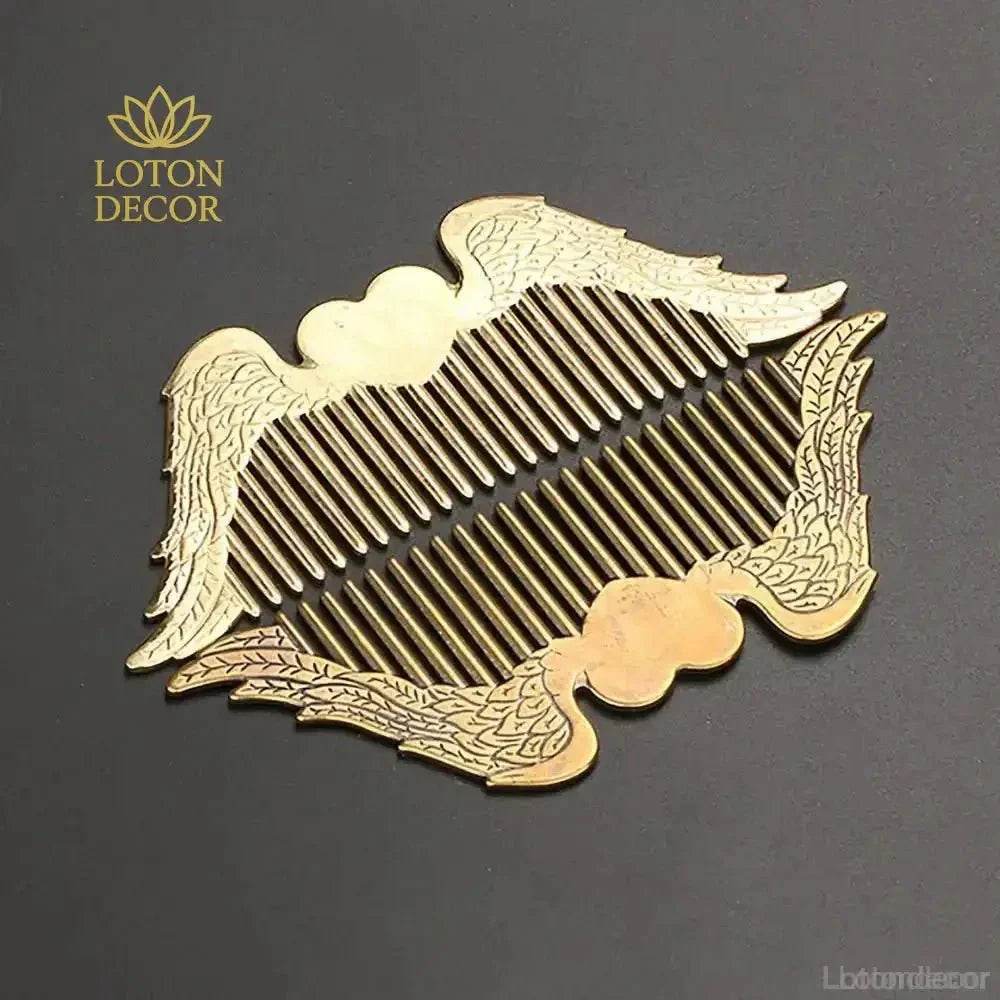 Brass Comb Angel's Heart Wings Love Amulet Metal Art Feng Shui Talisman Comb for Collection - Loton Decor