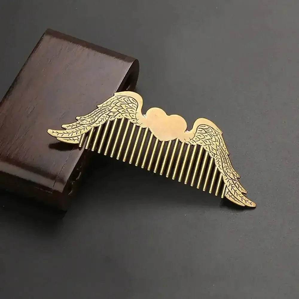Brass Comb Angel's Heart Wings Love Amulet Metal Art Feng Shui Talisman Comb for Collection - Loton Decor