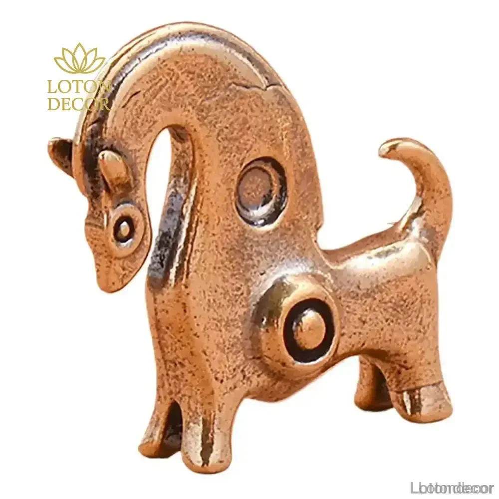 Brass Horse Statue Miniature African Modern Metal Art Feng Shui Wealth Statue Zodiac Animal - Loton Decor