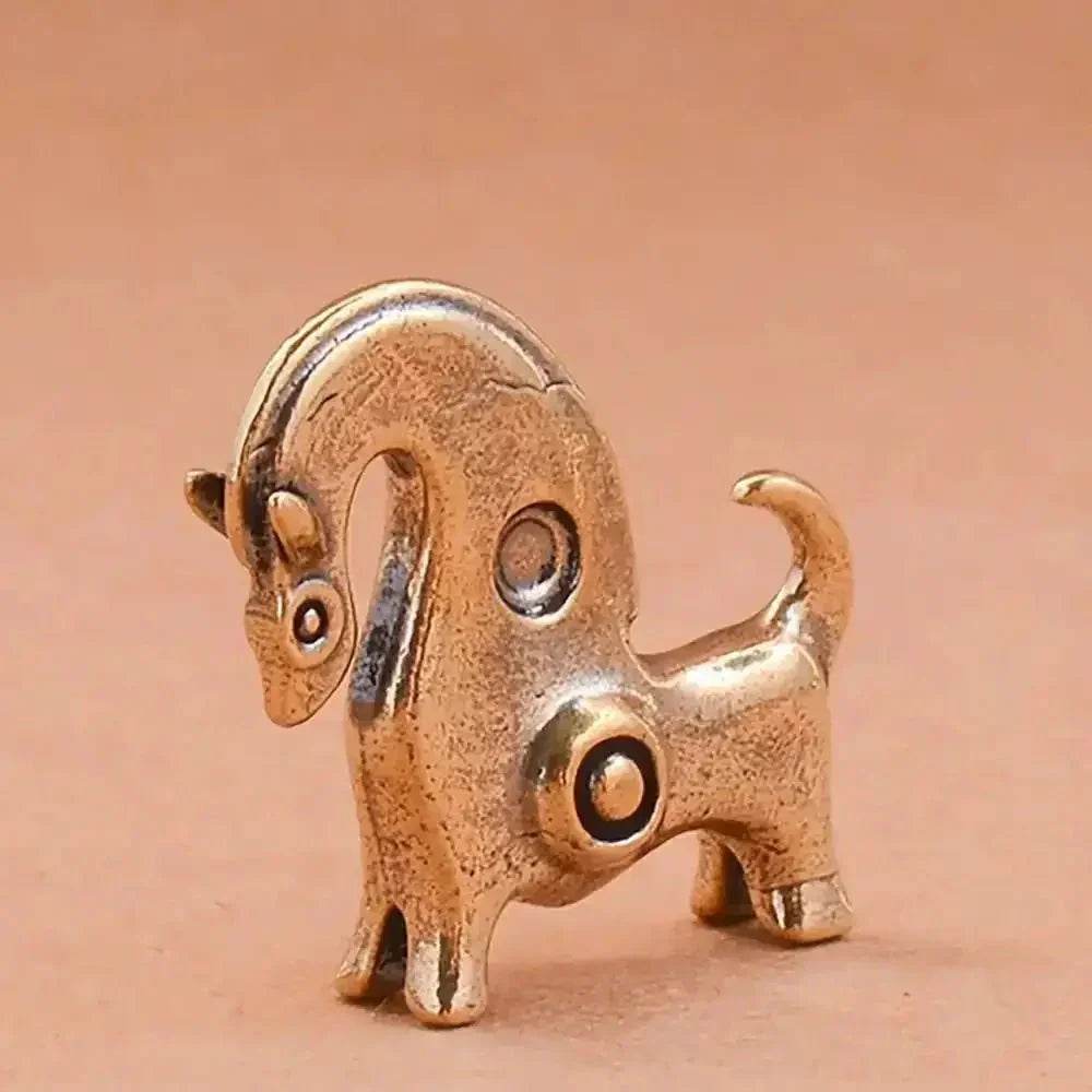 Brass Horse Statue Miniature African Modern Metal Art Feng Shui Wealth Statue Zodiac Animal - Loton Decor
