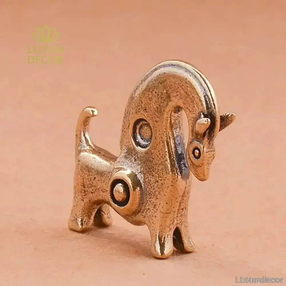 Brass Horse Statue Miniature African Modern Metal Art Feng Shui Wealth Statue Zodiac Animal - Loton Decor
