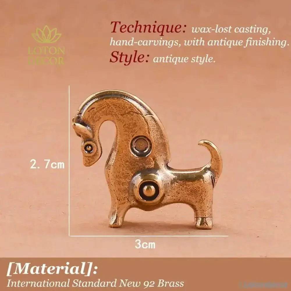 Brass Horse Statue Miniature African Modern Metal Art Feng Shui Wealth Statue Zodiac Animal - Loton Decor