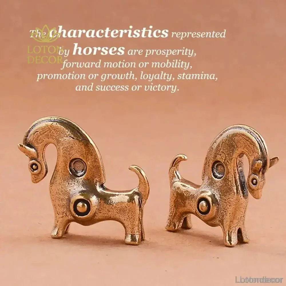 Brass Horse Statue Miniature African Modern Metal Art Feng Shui Wealth Statue Zodiac Animal - Loton Decor
