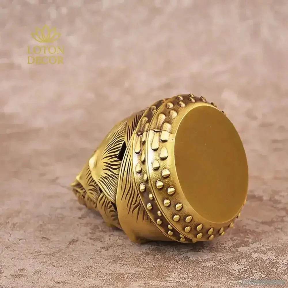 Brass Incense Burner Bamboo Sprout 4.5inch Antique Incensory Rock Garden Style - Loton Decor