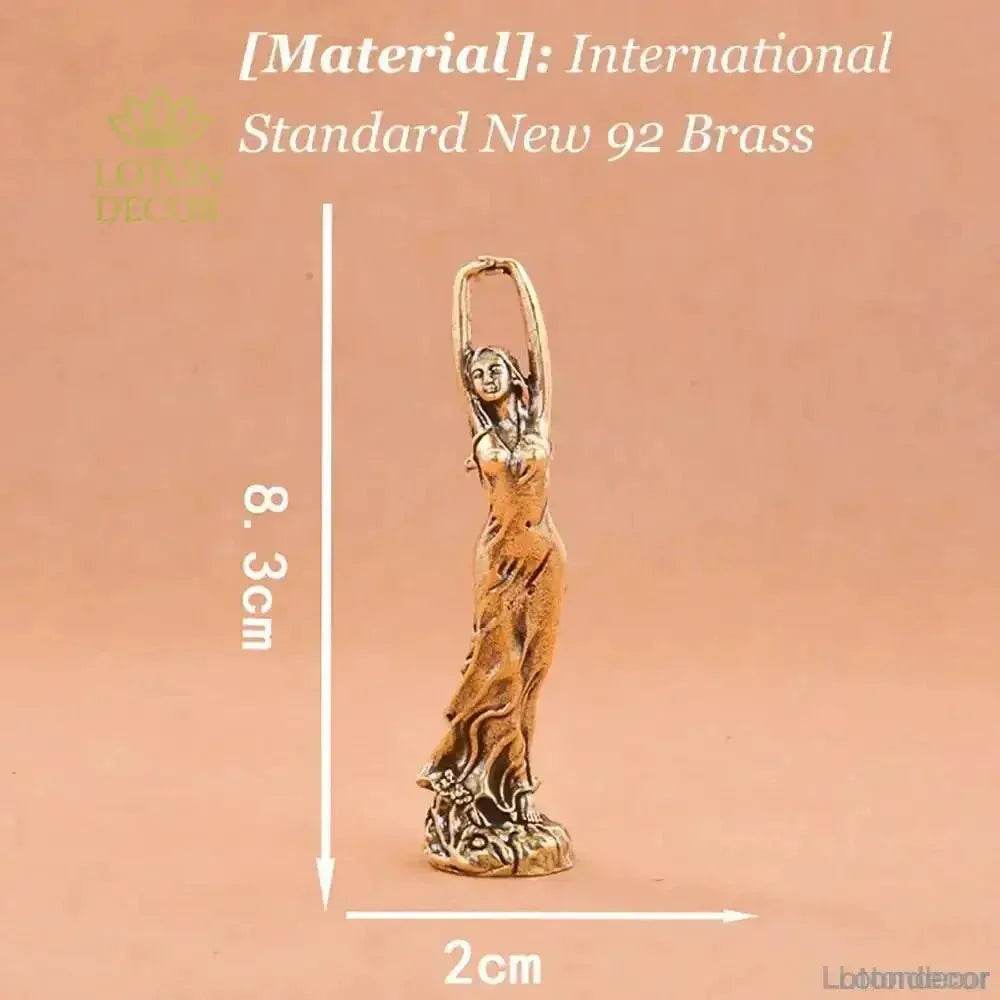 Brass Statue Angelic Woman Stretch in Wind Elegant Metal Art Feng Shui Wealth Statue Love Amulet Souvenir - Loton Decor