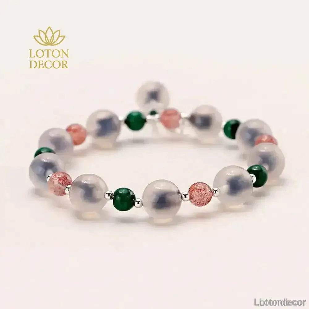 Candy Heart Agate Bracelet Natural Blue Carnelian Crescent Moon Charm Crystal Bangle - Loton Decor