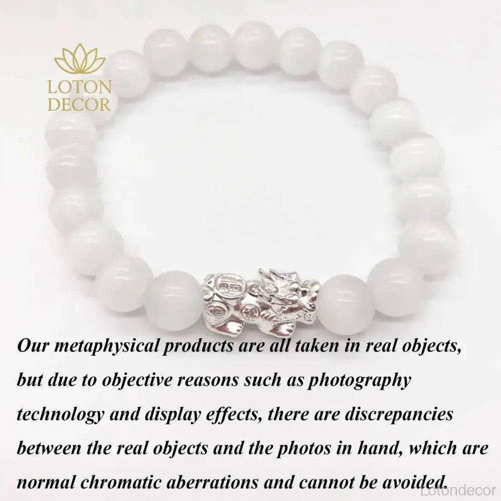 Cat Eye Pixiu Bracelet – Silver Crystal Luck Charm for Women - Loton Decor