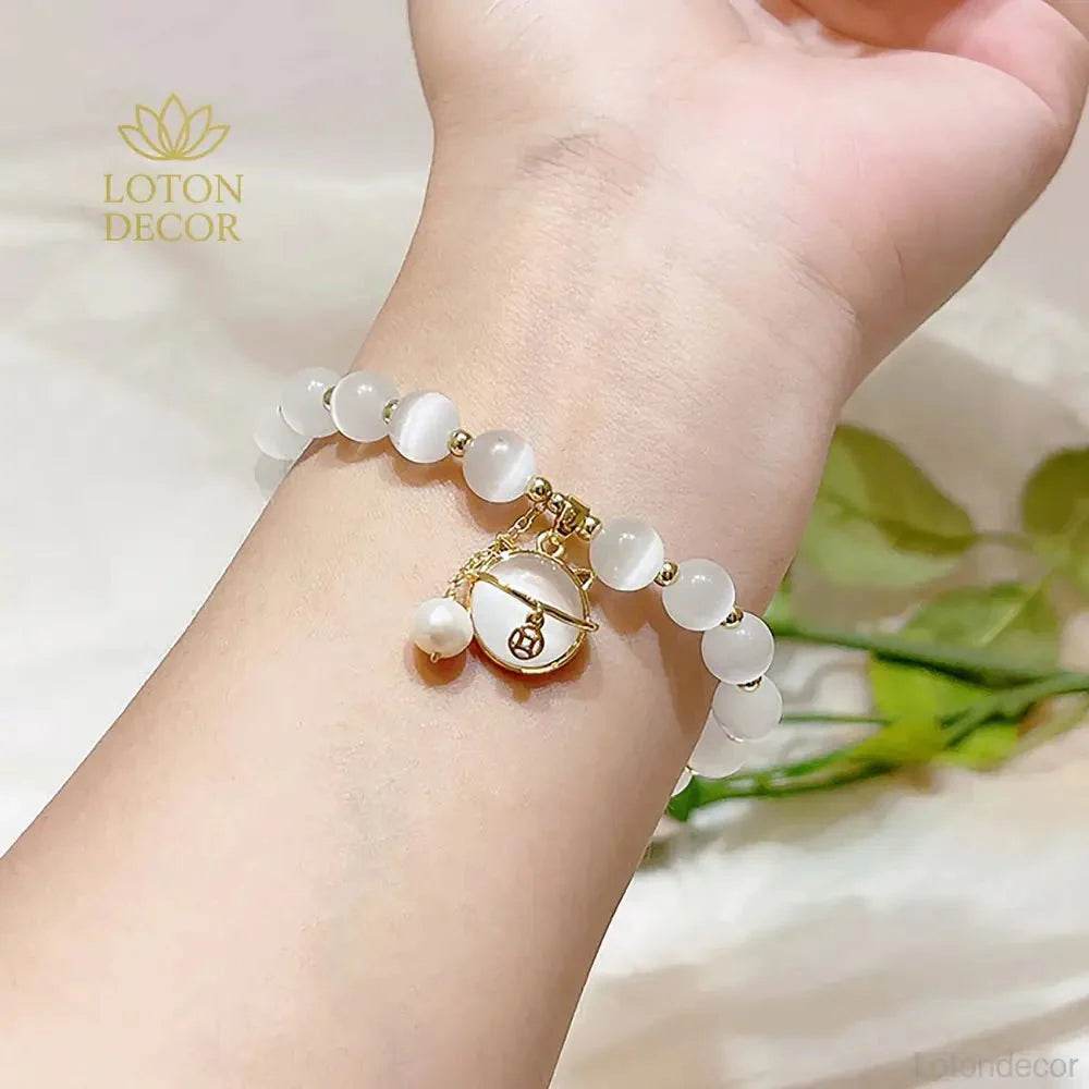 Cat’s Eye Wealth Bracelet – Lucky Cat Charm Protection - Loton Decor