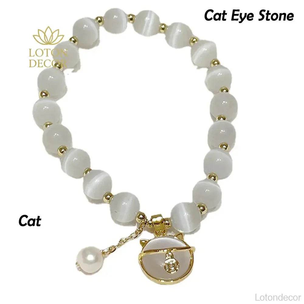 Cat’s Eye Wealth Bracelet – Lucky Cat Charm Protection - Loton Decor