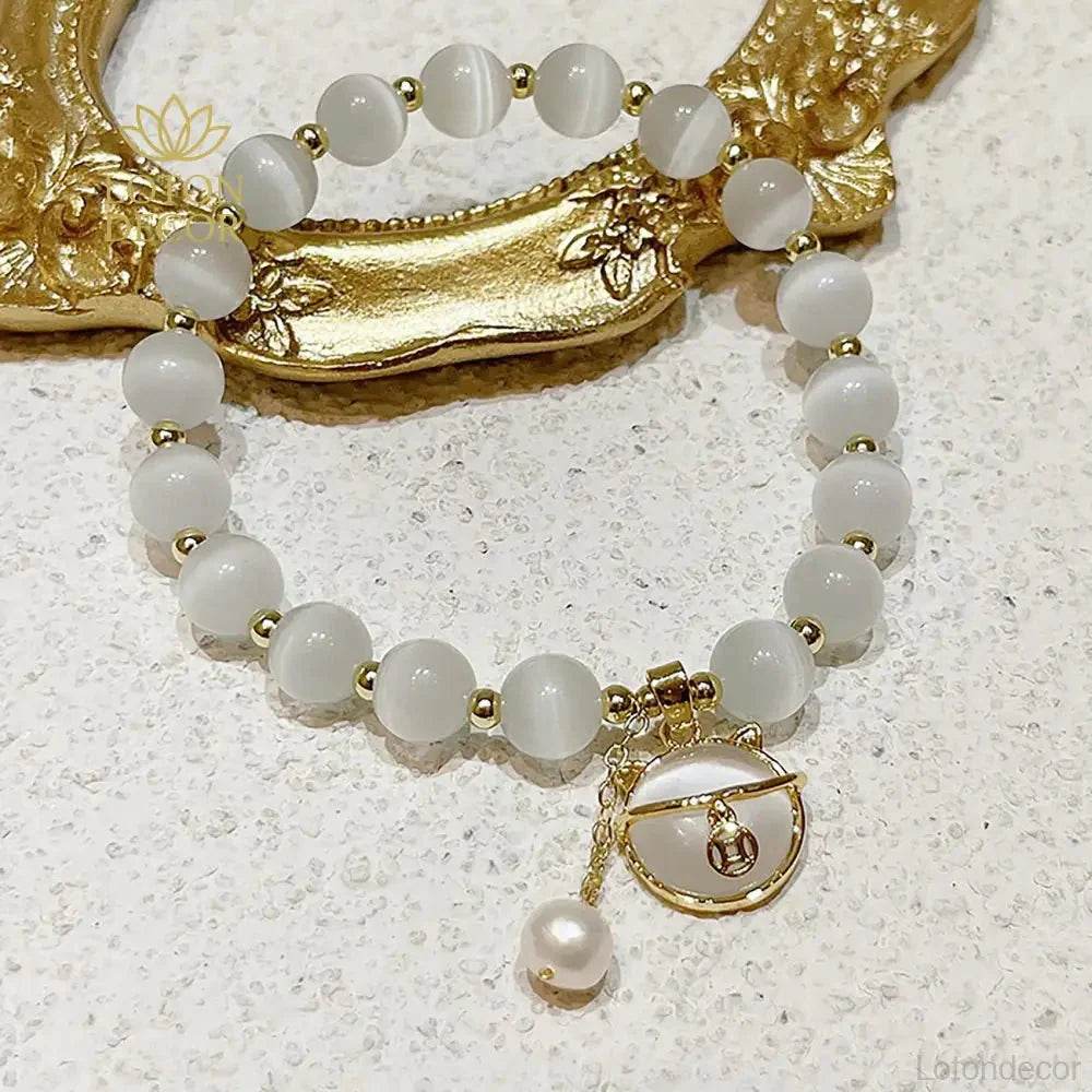 Cat’s Eye Wealth Bracelet – Lucky Cat Charm Protection - Loton Decor