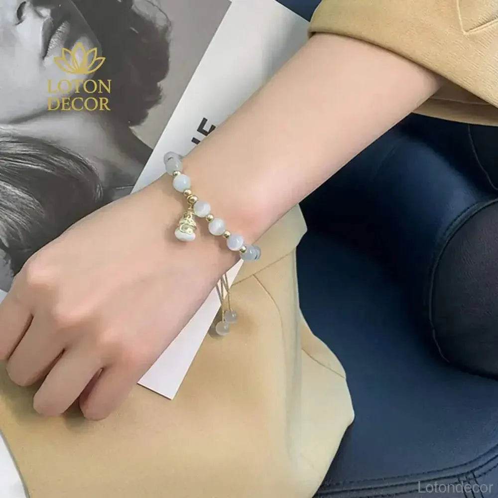 Cat’s Eye Wu Lou Bracelet – Gemstone Wealth Charm for Women - Loton Decor