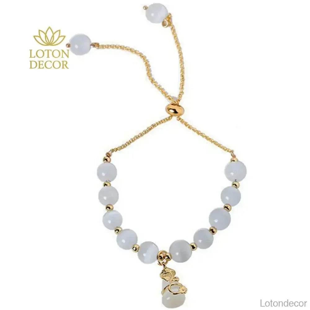 Cat’s Eye Wu Lou Bracelet – Gemstone Wealth Charm for Women - Loton Decor