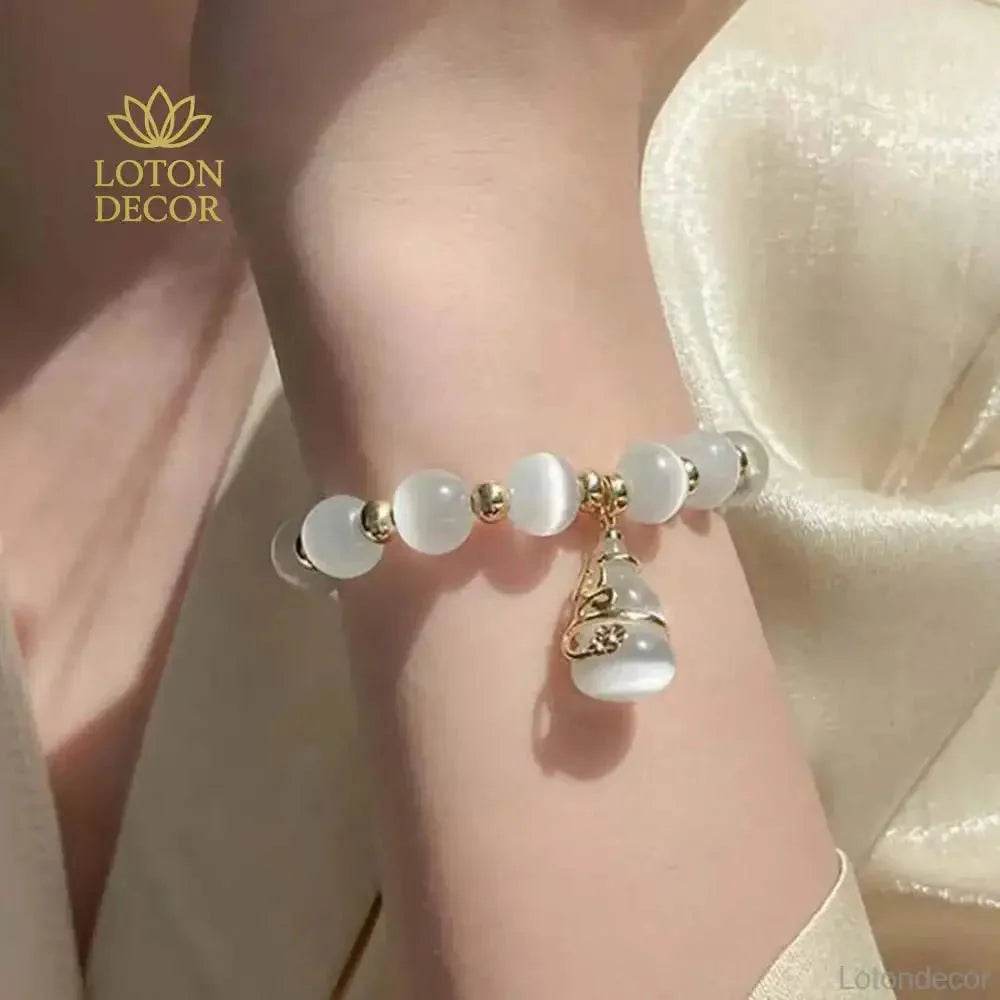 Cat’s Eye Wu Lou Bracelet – Gemstone Wealth Charm for Women - Loton Decor