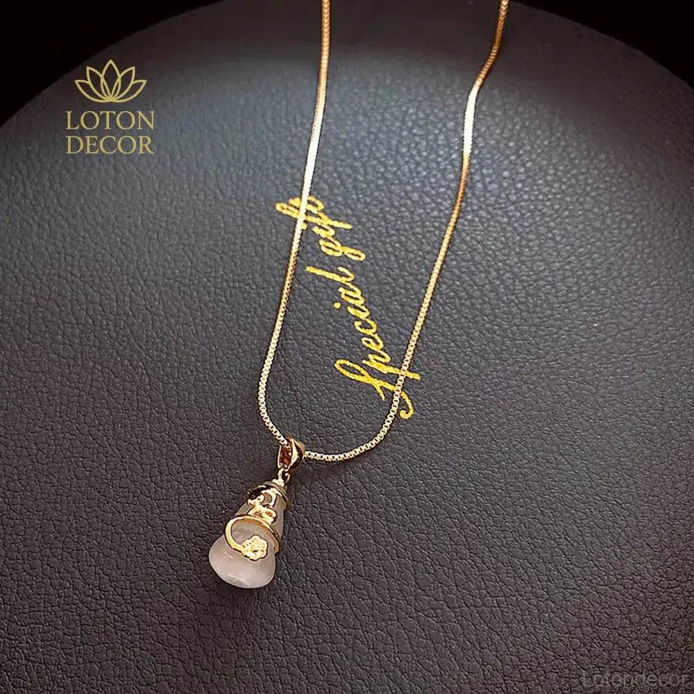 Cat's Eye Wu Lou Necklace – Sterling Silver Wealth Charm - Loton Decor